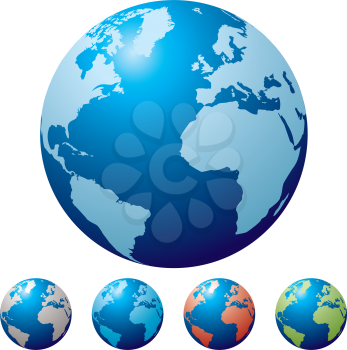 Royalty Free Clipart Image of Five Globes