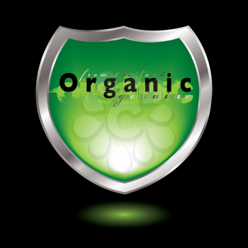 Royalty Free Clipart Image of a Green Organic Shield