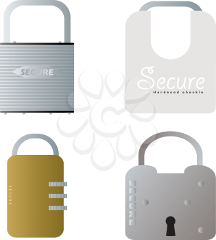 Royalty Free Clipart Image of Four Padolocks