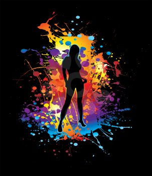 Royalty Free Clipart Image of a Female Silhouette on an In