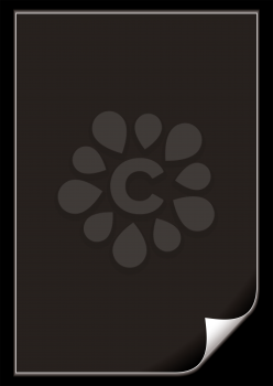 Royalty Free Clipart Image of a Black Background With a White Frame and Curled Corner