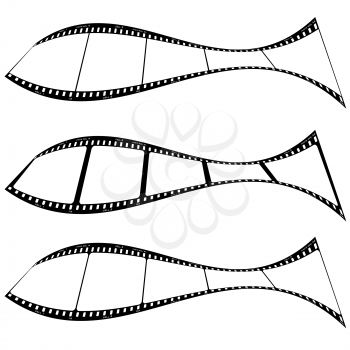 Royalty Free Clipart Image of Filmstrips in Fish Shapes