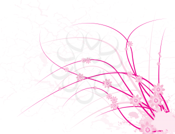 Royalty Free Clipart Image of a White Background With a Pink Floral Design in the Corner
