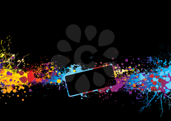 Royalty Free Clipart Image of Rainbow Spatters on Black
