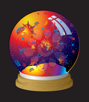 Royalty Free Clipart Image of a Coloured Snow Globe