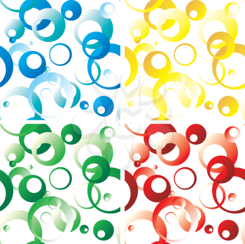 Royalty Free Clipart Image of a Retro Wallpaper in Blue, Yellow, Green and Red