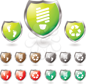 Royalty Free Clipart Image of a Green Shield Setq