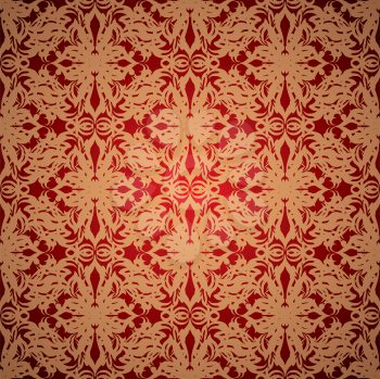 Royalty Free Clipart Image of a Red and Gold Wallpaper