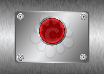 Royalty Free Clipart Image of Metal With a Red Button