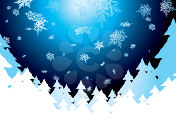 Royalty Free Clipart Image of a Snow and Tree Frame