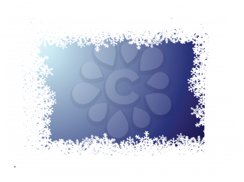 Royalty Free Clipart Image of a Blue Background With a Snowflake Frame