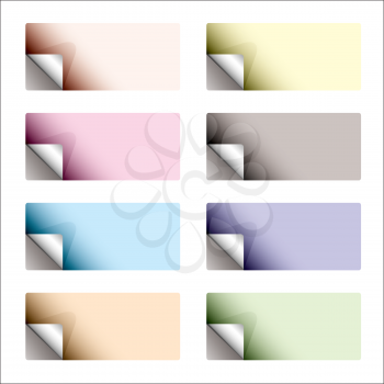 Royalty Free Clipart Image of a Set of Peeling Oblong Stickers