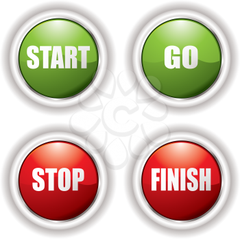 Royalty Free Clipart Image of a Stop and Go Buttons