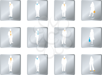 Royalty Free Clipart Image of Buttons With People