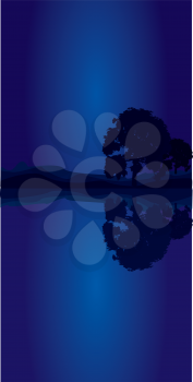Royalty Free Clipart Image of a Tree on Blue
