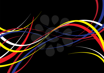 Royalty Free Clipart Image of a Black Background With Flowing Lines