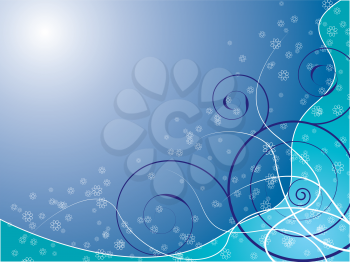 Royalty Free Clipart Image of a Background With Flourishes in a Corner