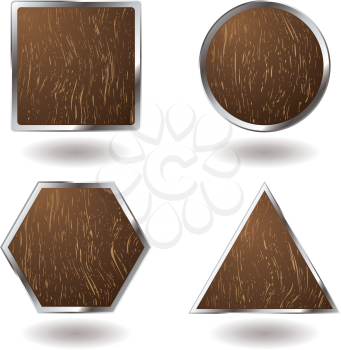 Royalty Free Clipart Image of Four Wood Grains in Silver Frames