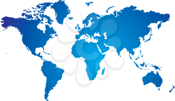 Royalty Free Clipart Image of a Blue and White World Map