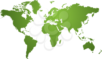Royalty Free Clipart Image of a Green World Map