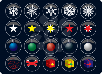 Royalty Free Clipart Image of a Collection of Christmas Buttons