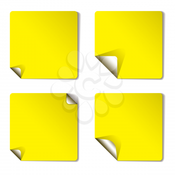Royalty Free Clipart Image of a Yellow Sticker With Peeling Corners