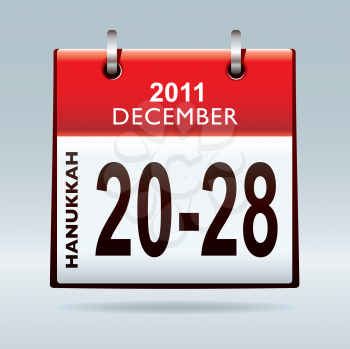 Jewish hanukkah 2011 dates in december with red calendar