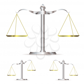 Scales of justice in level up and down position with gold chains