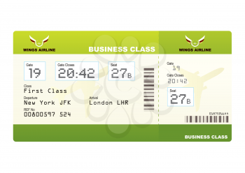 Royalty Free Clipart Image of a Business Class Ticket