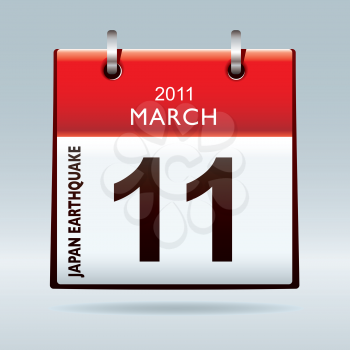 Date icon calendar with japan earthquake and tsunami