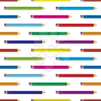 Collection of brightly coloured pencil arranged in a seamless background pattern
