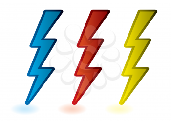 collection of red blue and yellow lightning bolts cartoon