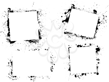 Royalty Free Clipart Image of a Set of Black Ink Grunge Borders