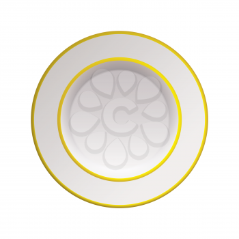 Clean crisp white china plate with gold rim