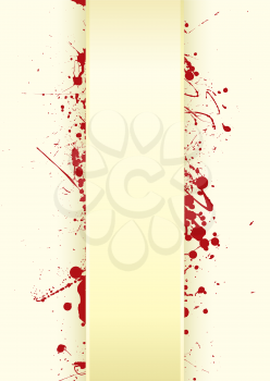 Grunge paper background with curved tab and blood splat