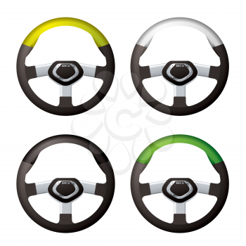 Collection of modern bling steering wheels with silver trim