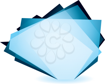 Blue glass shard icon with white background and copyspace