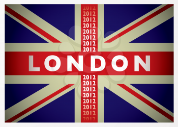 British union flag with london 2012 wording in old fashioned style