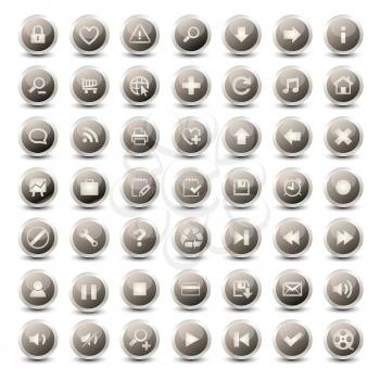 Royalty Free Clipart Image of a Set of Web Icons in Grey