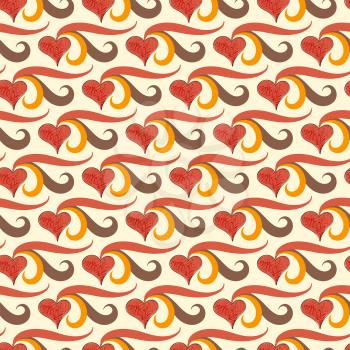 Seamless pattern of hand drawing hearts.