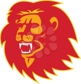 vector illustration of an angry lion head roaring