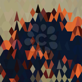 Low polygon style illustration of orange blue abstract background.