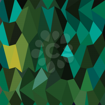 Low polygon style illustration of a brunswick green abstract geometric background.