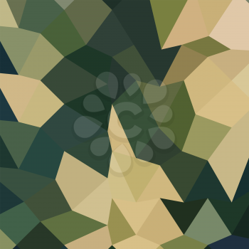 Low polygon style illustration of a dark olive green abstract geometric background.