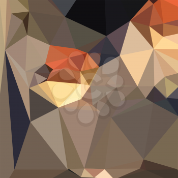Low polygon style illustration of a cool black blue brown abstract geometric background.