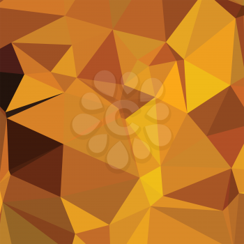 Low polygon style illustration of a dark tangerine abstract geometric background.