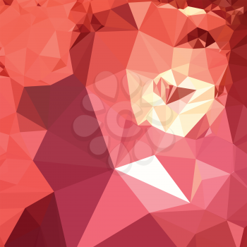 Low polygon style illustration of a bittersweet red abstract geometric background.