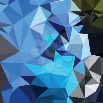 Low polygon style illustration of an air force blue abstract geometric background.