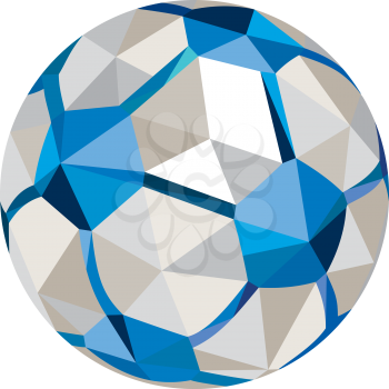Low polygons style illustration of a soccer football ball set on isolated white background.