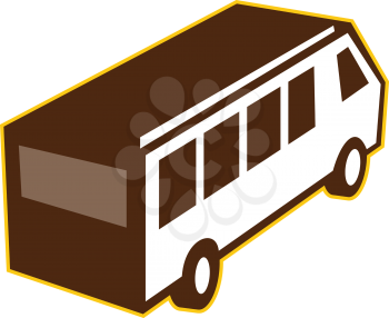 Illustration of a van bus viewed from high angle set on isolated white background done in retro style. 